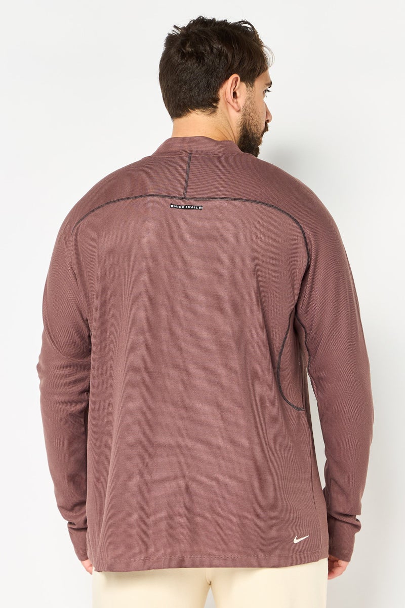 Nike Men Dri-Fit Long Sleeve Running T-Shirt, Chocolate Brown - Image 3